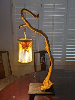 Hand crafted natural wood lamp