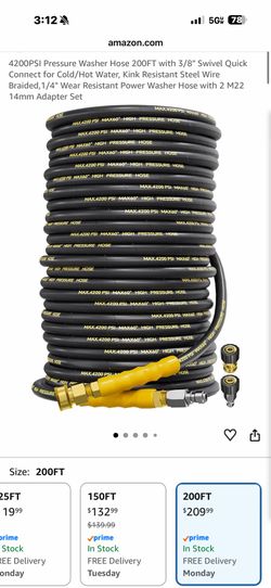 NEW 4200PSI Pressure Washer Hose 200FT