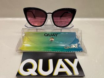 QUAY HONEY 1212 women’s Cat Eye Sunglasses Black Plastic Frame Purple Mirrored