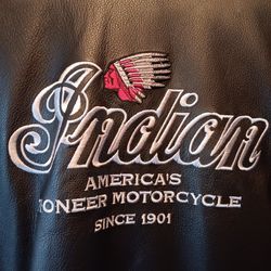 INDIAN Motorcycle Leather Jacket - size LARGE - made in canada