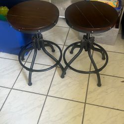 Two Industrial Counter Height Stools