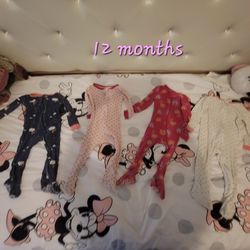 Baby Girl's 12 Month Footie Pajamas 