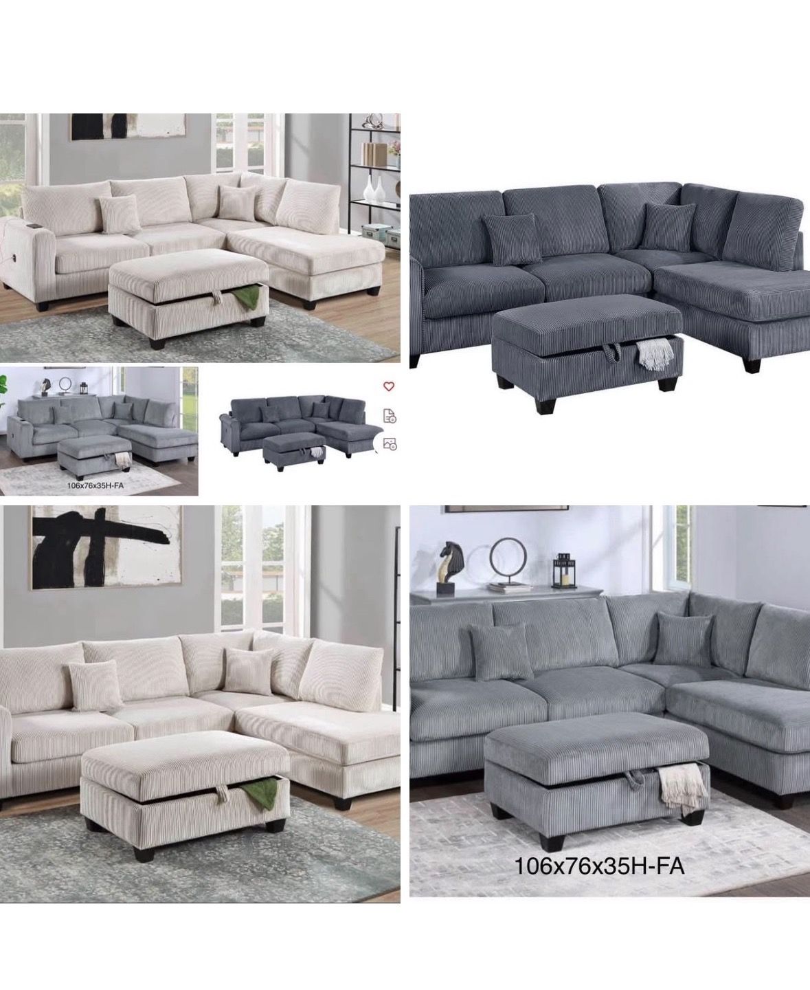 Sectional with ottoman set