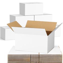 37-Pack-Small-Shipping-Boxes-8x6x4, Corrugated-Cardboard-Boxes-for-Packaging-Small-Business, White-Boxes-Mailers