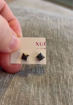 Black Square Crystal Stud Earrings