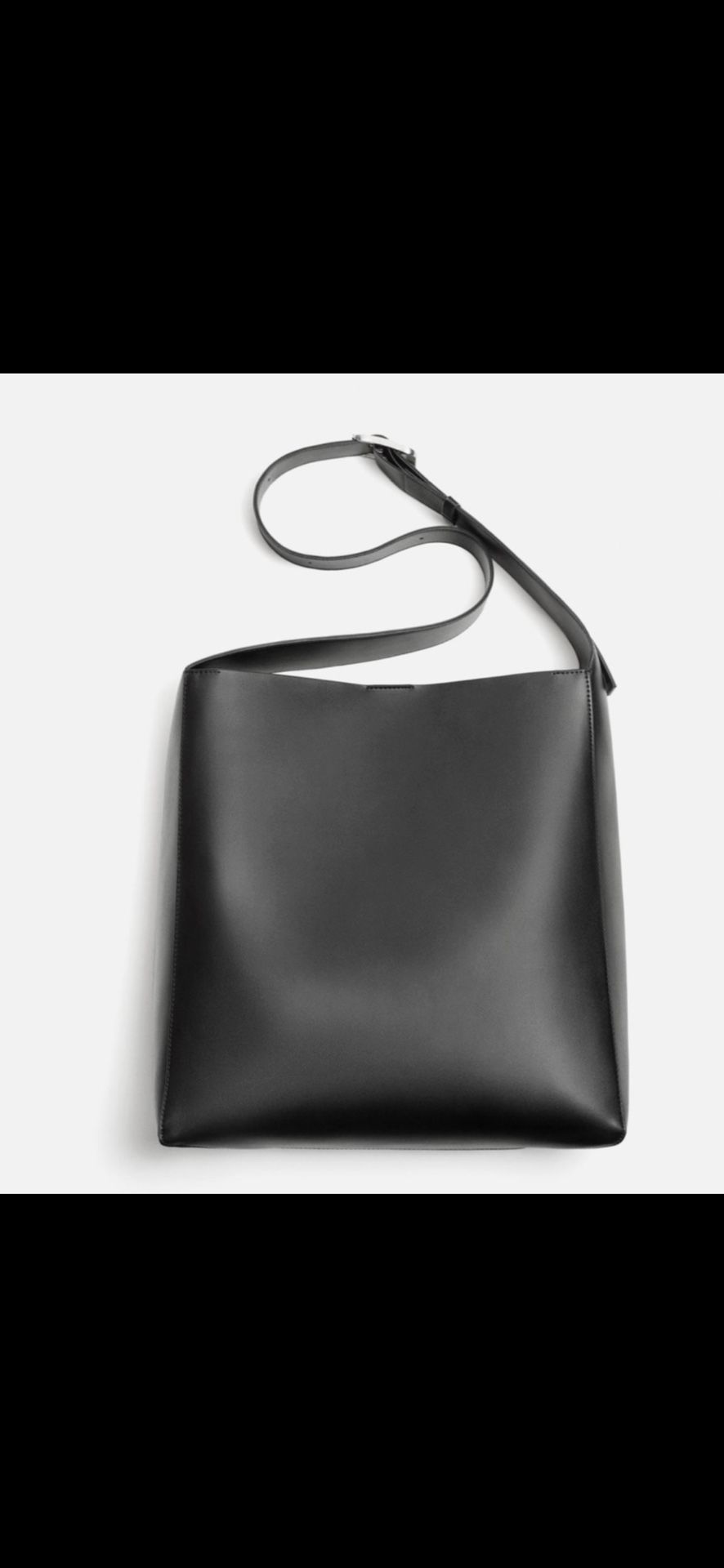 ZARA Black Faux Leather Tote Bag New