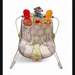 Baby bouncer with toy bar and vibrating feature Fisher price