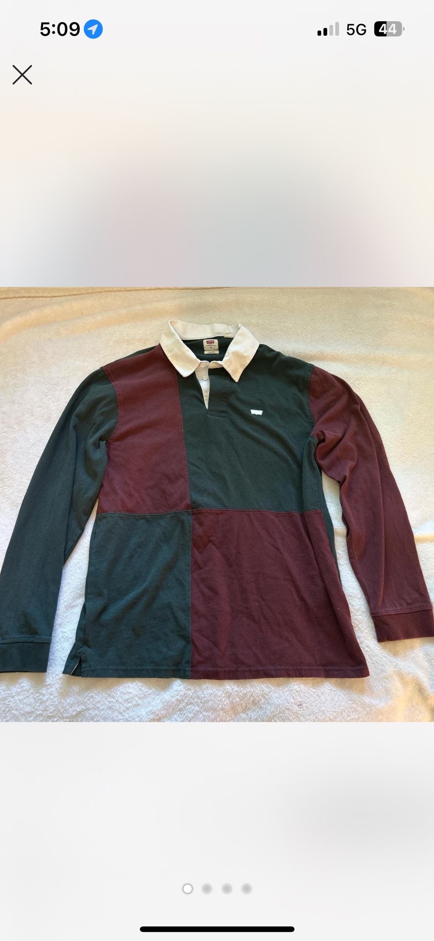Levi's long sleeve polo shirt in red and green