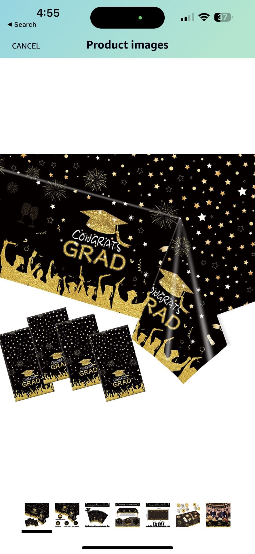 Graduation Party Decorations 4 Pack Graduation Tablecloth, Black & Gold Graduation Decorations Class of 2023 Large Size 54"x108" Plastic Congrats Grad