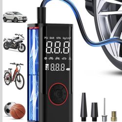 Tire Inflator Portable Air Compressor, Cordless Air Pump for Car Tires with Pressure Gauge, Battery Power Bike Tire Pump, 150PSI Portable Tire Inflato