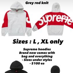 Supreme Hoodie Red And Gray Knit