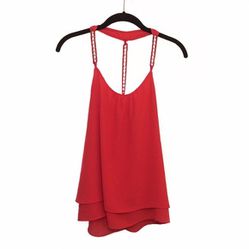 Red tank top with gold chain straps Charlotte Russe size small 