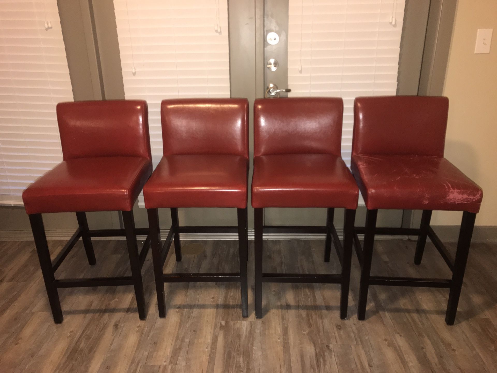 Red leather counter stools (set of 4)