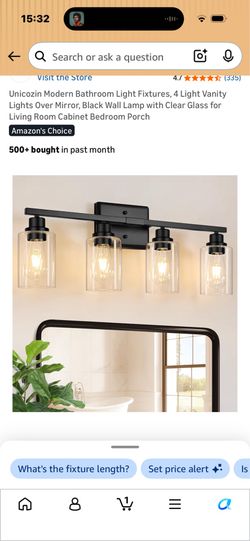 Modern Bathroom Light Fixtures, 4 Light Vanity Lights Over Mirror, Black Wall Lamp with Clear Glass for Living Room Cabinet Bedroom Porch