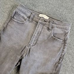 Abercrombie & Fitch Women's Skinny High Rise Black Gray Denim Jeans Button Zip