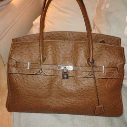 Fabulous Large Brown "Hermès" Ostrich Birkin Bag