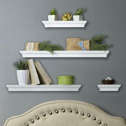 Set Of White Ledge Shelves