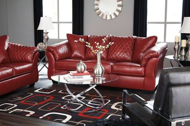 Diamond stitch rose red couch and Loveseat!