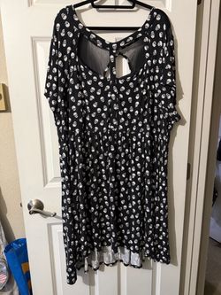Black Skull Print Babydoll Dress 5