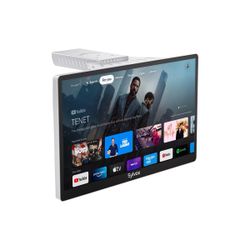SYLVOX 15.6" Smart Kitchen TV, 1080P FHD Flip-Down Under Cabinet TV, Newest Google TV with App Store, Google Assistant, 12-Volt Smart TV for Kitchen