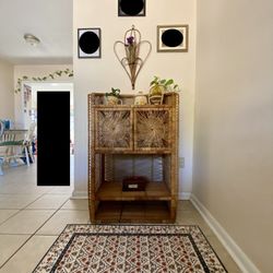 Wicker/ Rattan Boho Vintage Cabinet Shelf