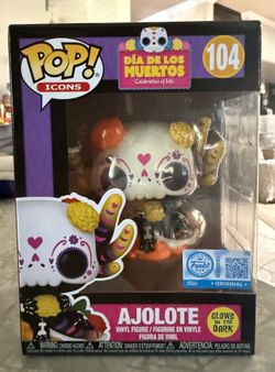 Funko Pop Icons Dia de los Muertos Ajolote #104 Glows in the dark.