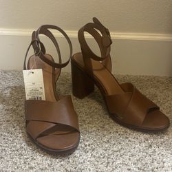 BRAND NEW, brown sandal heels from the brand a new day