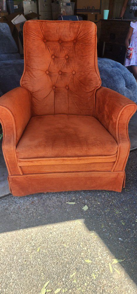 Vintage Orange Velvet Chair 