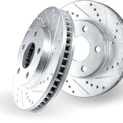 New! Two Rear Dynamic Friction (contact info removed)9R & (contact info removed)9L DFC Brake Rotor - Drilled Slotted - Silver