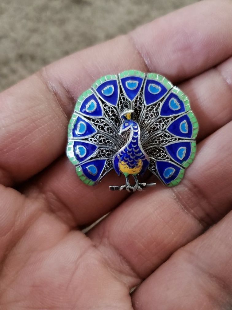 Enamel Silver Brooch