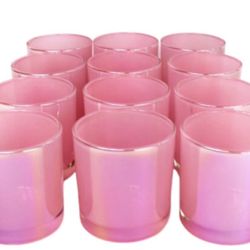 Iridescent 30 pc Pink Candle Empty Vessel Jars for Candle Making