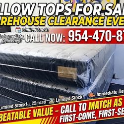 Upgrade your bedroom with a brand new, factory-sealed Pillow Top mattress and matching Box Spring set. 