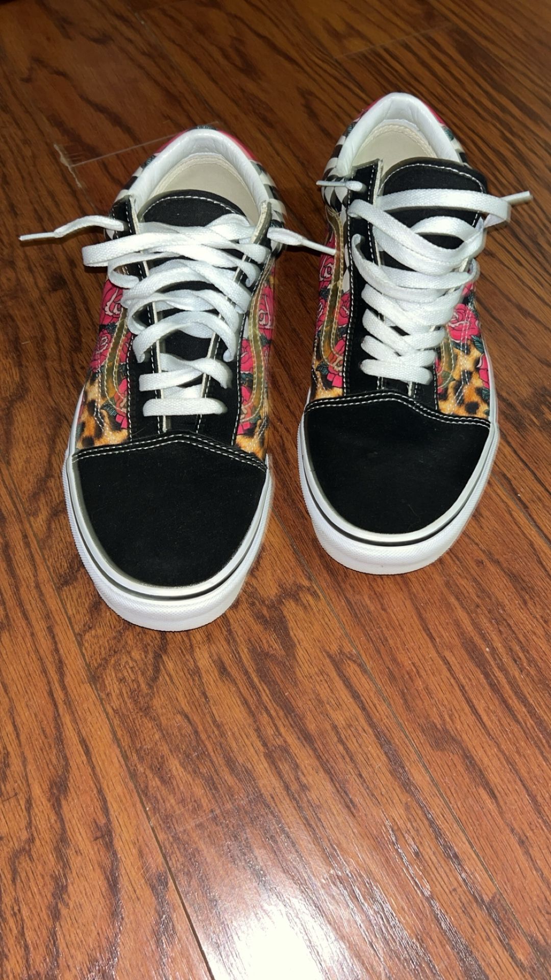 Vans old school roses cheetah checkered