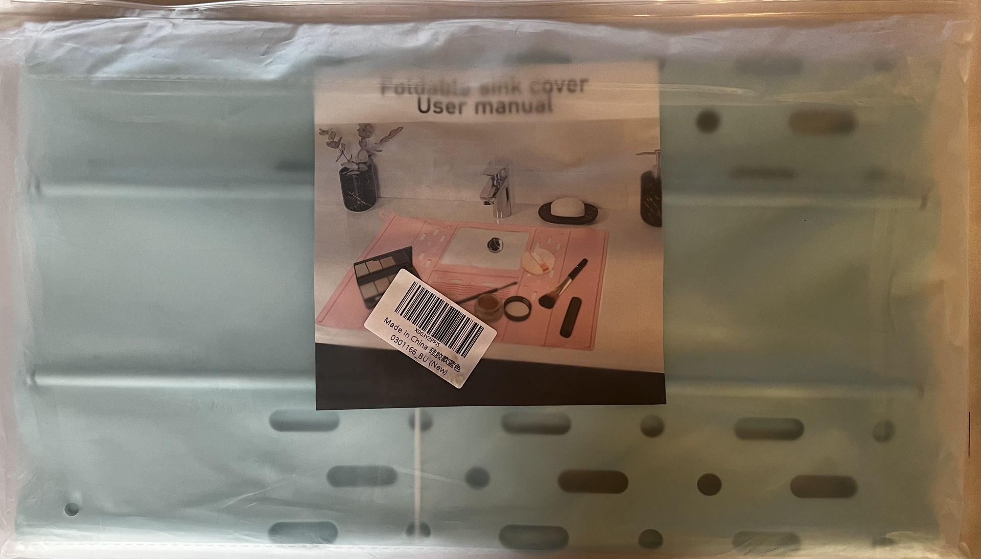 Bathroom Sink Cover for Counter Space - Silicone Beauty Makeup Brush Cleaning Mat, Makeup Organizer Mat for Over Countertop (Aqua)