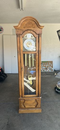 Grandfather Clock Oak Wood with Pendulum