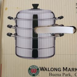 HIGH QUALITY STAINLESS STEEL THREE LAYER STEAMER 28cm NEW IN BOX