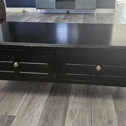 Free - Black Coffee Table With 2-drawer Storage