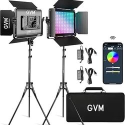 Great Video Maker RGB LED Video Light, 60W Photography Studio Lighting Kit with Stands, 2-Packs 880RS Dimmable Led Panel Light for YouTube, S