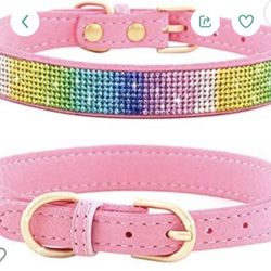 Dog Collar Sparkly Bling Cat Collar Soft Suede Leather Dog /cat Collar  For Small Medium Large Dogs Cats Kitten 
