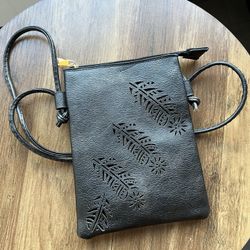 Black Leather Crossbody Errand Bag - MOVING OUT SALE ✈️