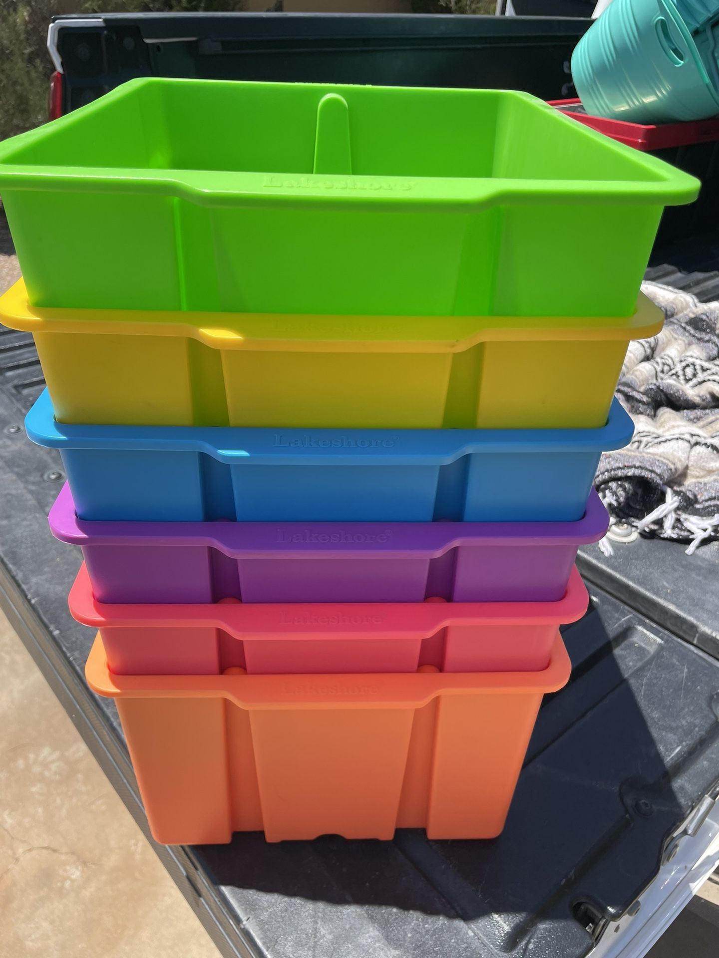 Neon Rainbow Lakeshore Heavy Duty Book Bins