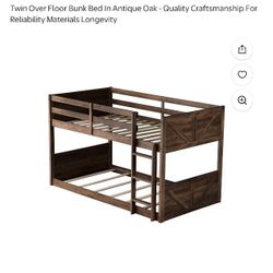 Twin Over Twin Floor Bunk Bed -- Antique Oak $225