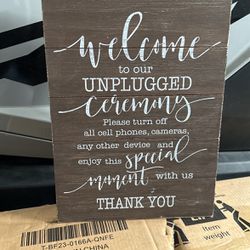 Rustic Welcome To Our Unplug Ceremony Sign 