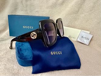 Gucci GG0083S 001 Black Purple Gradient Oversized Square Sunglasses