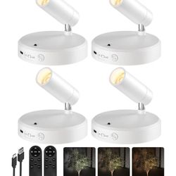 EZVALO Spot Lights Indoor, 5500mAh Rechargeable Plants Spotlights with Remote, Wireless Mini Art Accent with Timer＆Dimmable, 3CCT, Uplights Indoor for