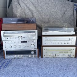 Lot Of 5 Vintage Receivers And 2 Turntables Sony Pioneer Kenwood Technics Pioneer Yamaha 