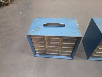Storage bins with compartments. Metal.