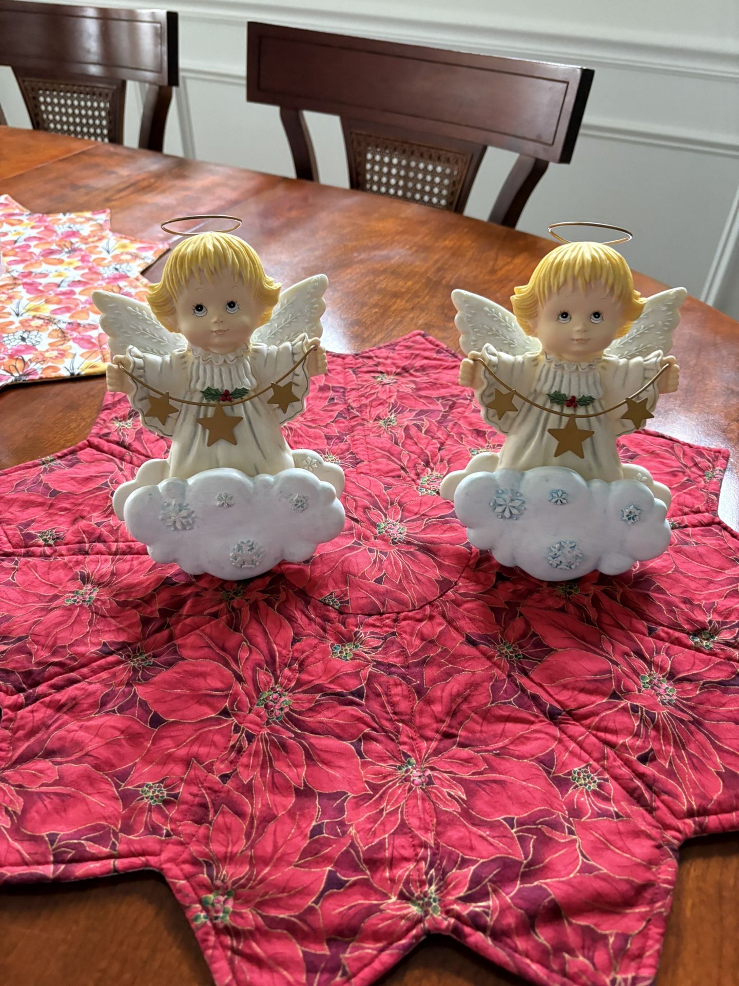 Two Ceramic Angel Figurines 7 1/2 Inches