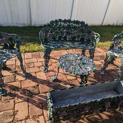 Antique Victorian Cast Iron Garden Furniture Set