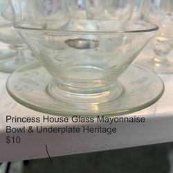 Princess House Mayonnaise Bowl And Plate Or Salsera